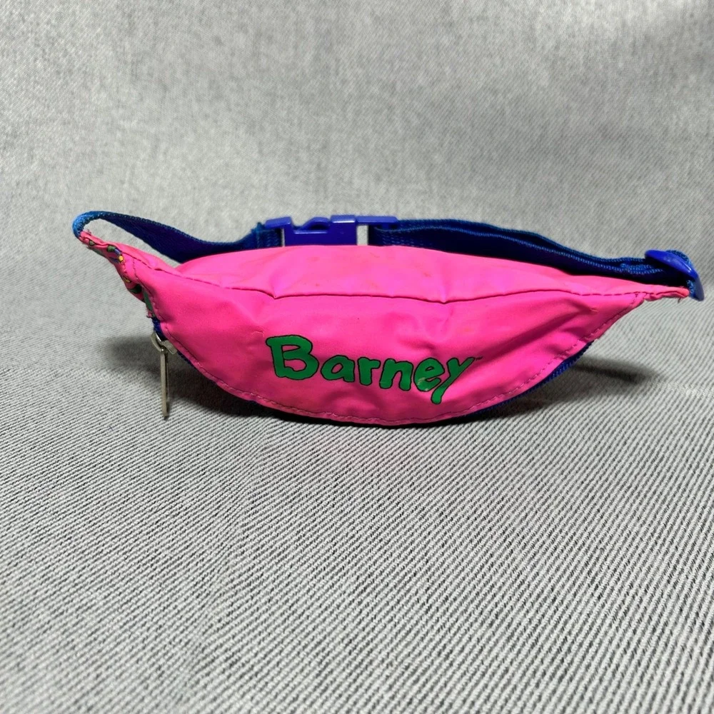 Barney Fanny Pack Kids OS Pink Vintage 1992 Lyons Group Waist Bag Rainbow Heart